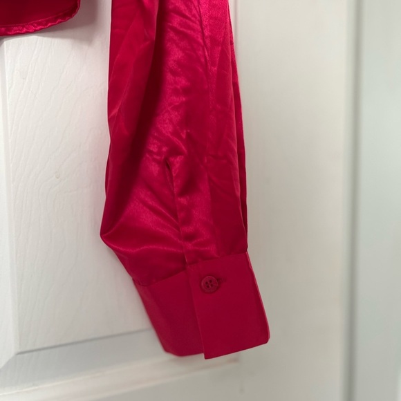 NWT Rachel Zoe Hot Pink Satin Drape Blouse M - Picture 8 of 12